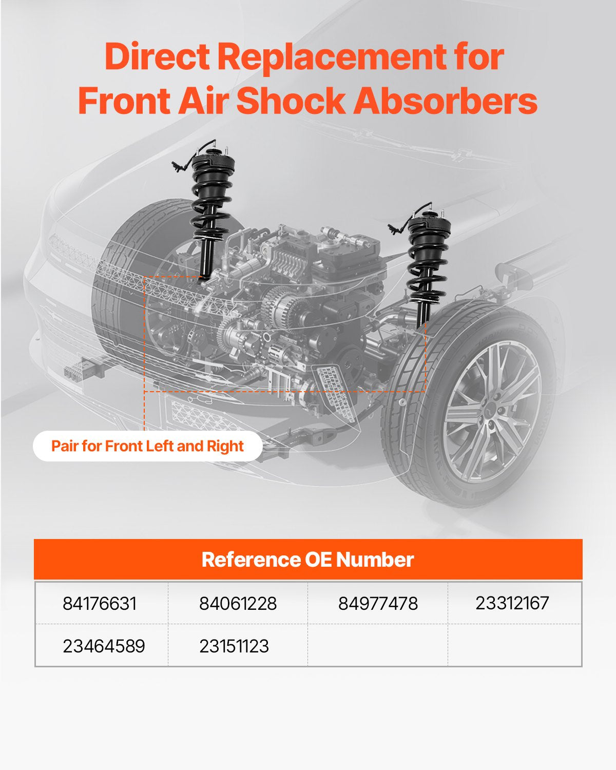 Front Air Shock Absorber Strut, 2 PCS, Compatible with Cadillac Escalade, Chevrolet Silverado/Suburban/Tahoe, GMC Sierra/Yukon, Replacement for 84176631 84061228 84977478 23312167 23464589