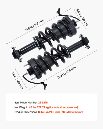 Front Air Shock Absorber Strut, 2 PCS, Compatible with Cadillac Escalade, Chevrolet Silverado/Suburban/Tahoe, GMC Sierra/Yukon, Replacement for 84176631 84061228 84977478 23312167 23464589