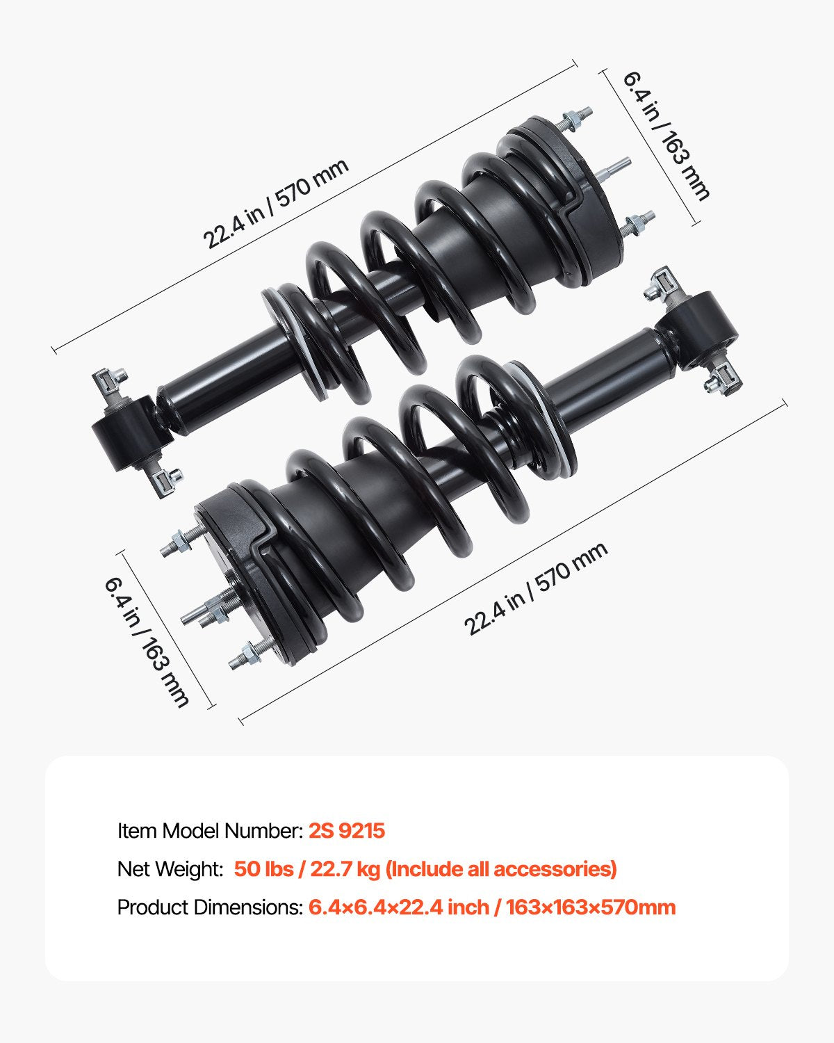 Front Air Shock Absorber Strut, 2 PCS, Compatible with Cadillac Escalade/ESV/EXT, GMC Sierra, Chevrolet Avalanche/Silverado/Suburban/Tahoe, Replacement for 19300066 22853793 19368455 19368456