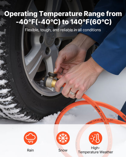 Air Hose, 1/4" x 250ft Hybrid Air Hose, Lightweight, Kink Resistant, Pneumatic Hoses with Three-Layer Hybrid Material for Auto, Home & Building, 300 PSI, All-Weather Flexibility, Orange