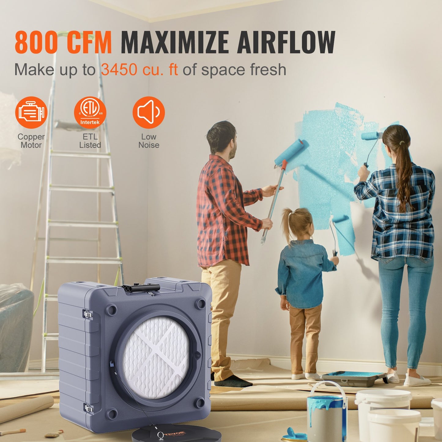 Luftreiniger mit 3-Stoff-Stapel-Unterdruckmaschine mit 800 CFM