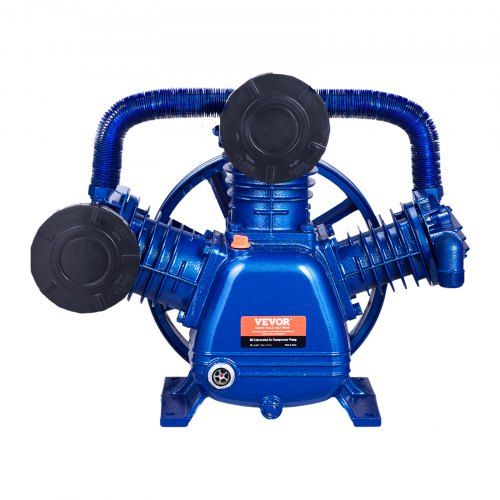 Air Compressor Pump Head, 10HP 17.5CFM @ 90PSI, 3-Cylinder Oil Lubricated Air Compressor Piston Pump Head, Dual Stage V-Type Cast Iron Air Compressor Pump Replacement with Max. 185PSI Pressure