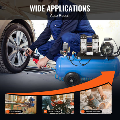 Air Compressor Motor, 2HP 5.2CFM @ 90PSI Oil Free Air Compressor Pump & Max. 145PSI Pressure, 78dB Ultra-Quiet Compressor Motor for Auto Repair, Tire Inflation, Spray Painting, Woodwork Nailing