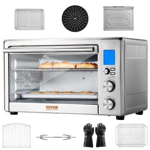 13-IN-1 Air Fryer Toaster Oven, 28L/29.6Qt Convection Oven, 1800W 2-Tier Toaster Ovens Countertop Combo with Wire Racks, Pizza Pan, Gloves, Home and Commercial Use