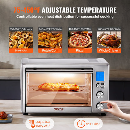 13-IN-1 Air Fryer Toaster Oven, 28L/29.6Qt Convection Oven, 1800W 2-Tier Toaster Ovens Countertop Combo with Wire Racks, Pizza Pan, Gloves, Home and Commercial Use