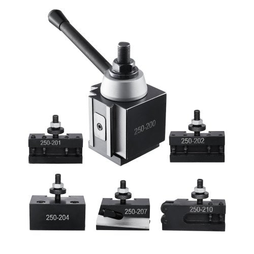 Quick Change Tool Post Set, 6 Pcs, Includes Lathe Tool Holders, Wedge Type Tool Post with Turning Tool Holder Accessories, for Mini Lathe & Metal Lathe 10"-15" Swing, Durable Steel Material
