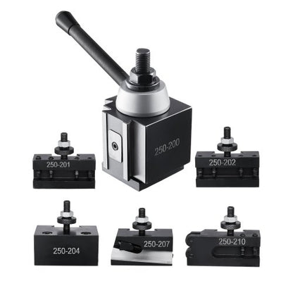 Quick Change Tool Post Set, 6 Pcs, Includes Lathe Tool Holders, Wedge Type Tool Post with Turning Tool Holder Accessories, for Mini Lathe & Metal Lathe 10"-15" Swing, Durable Steel Material