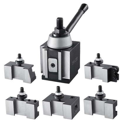 Quick Change Tool Post Set, 6 Pcs, Includes Lathe Tool Holders, Wedge Type Tool Post with Turning Tool Holder Accessories, for Mini Lathe & Metal Lathe 10"-15" Swing, Durable Steel Material