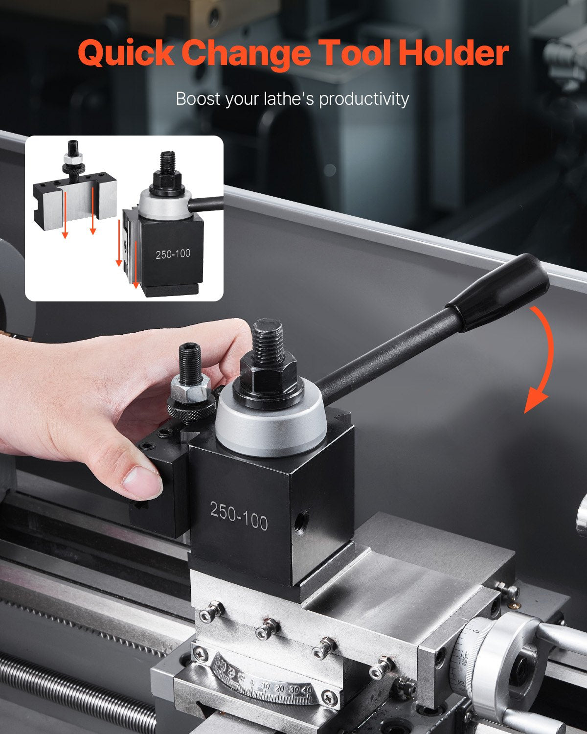 Quick Change Tool Post Set, 6 Pcs, Includes Lathe Tool Holders, Wedge Type Tool Post with Turning Tool Holder Accessories, Fit for Mini Lathe & Metal Lathe 6"-12" Swing, Durable Steel Material