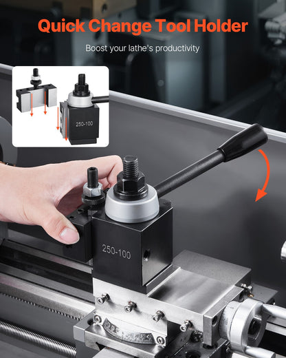 Quick Change Tool Post Set, 6 Pcs, Includes Lathe Tool Holders, Wedge Type Tool Post with Turning Tool Holder Accessories, Fit for Mini Lathe & Metal Lathe 6"-12" Swing, Durable Steel Material