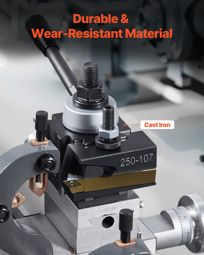 Quick Change Tool Post Set, 6 Pcs, Includes Lathe Tool Holders, Wedge Type Tool Post with Turning Tool Holder Accessories, Fit for Mini Lathe & Metal Lathe 6"-12" Swing, Durable Steel Material