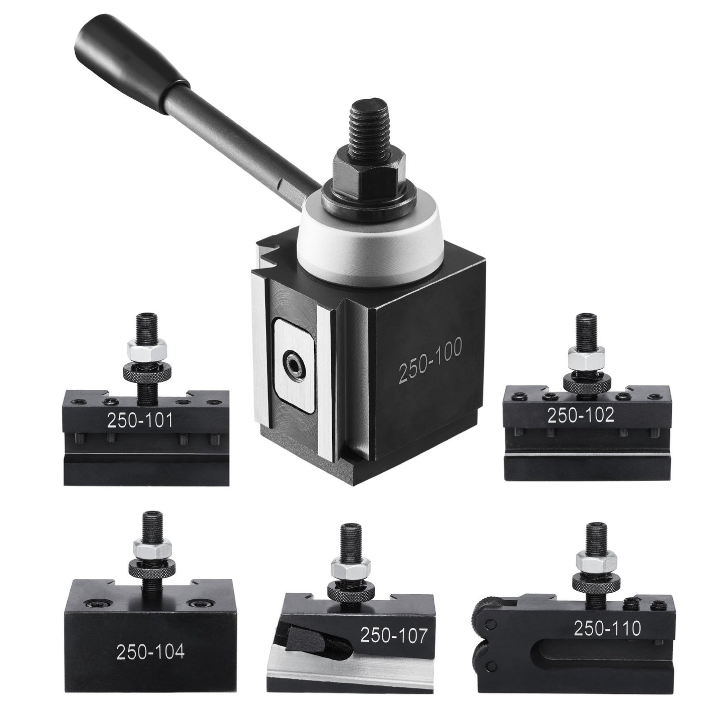 Quick Change Tool Post Set, 6 Pcs, Includes Lathe Tool Holders, Wedge Type Tool Post with Turning Tool Holder Accessories, Fit for Mini Lathe & Metal Lathe 6"-12" Swing, Durable Steel Material