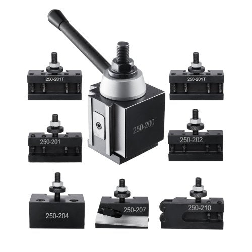 Quick Change Tool Post Set, 8 Pcs, Includes Lathe Tool Holders, Wedge Type Tool Post with Turning Tool Holder Accessories, for Mini Lathe & Metal Lathe 10"-15" Swing, Durable Steel Material