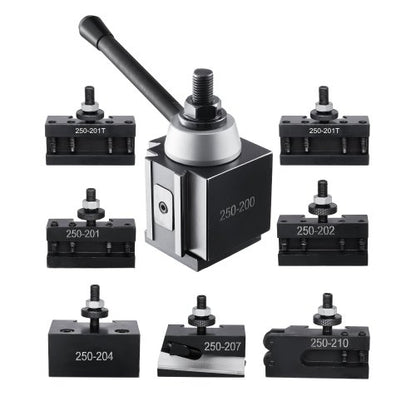 Quick Change Tool Post Set, 8 Pcs, Includes Lathe Tool Holders, Wedge Type Tool Post with Turning Tool Holder Accessories, for Mini Lathe & Metal Lathe 10"-15" Swing, Durable Steel Material