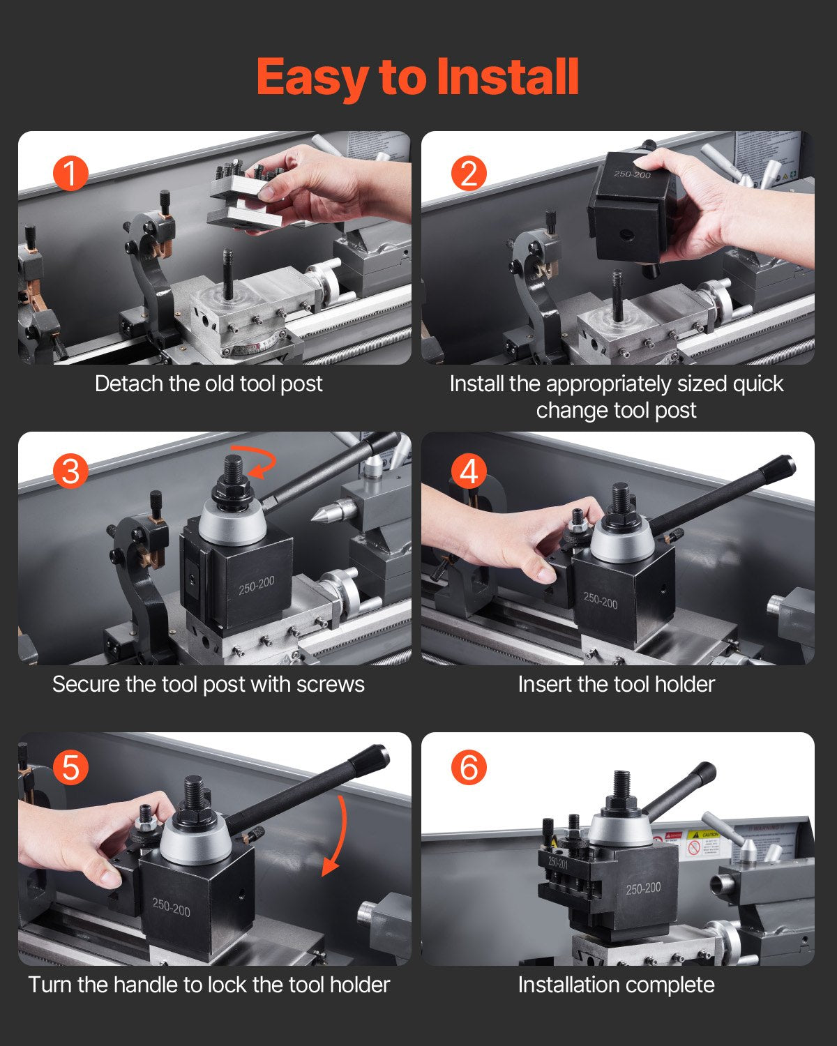 Quick Change Tool Post Set, 8 Pcs, Includes Lathe Tool Holders, Wedge Type Tool Post with Turning Tool Holder Accessories, for Mini Lathe & Metal Lathe 10"-15" Swing, Durable Steel Material