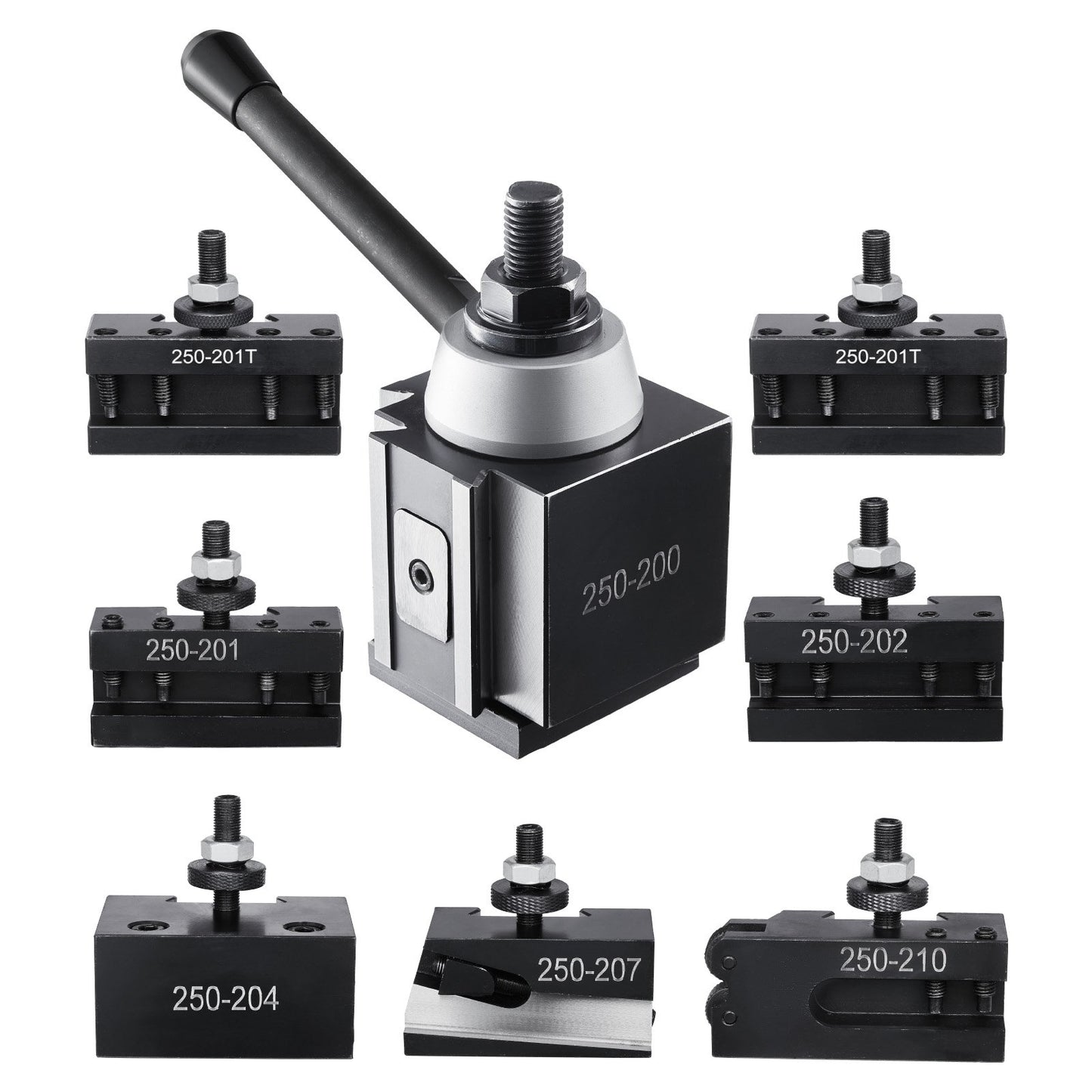 Quick Change Tool Post Set, 8 Pcs, Includes Lathe Tool Holders, Wedge Type Tool Post with Turning Tool Holder Accessories, for Mini Lathe & Metal Lathe 10"-15" Swing, Durable Steel Material