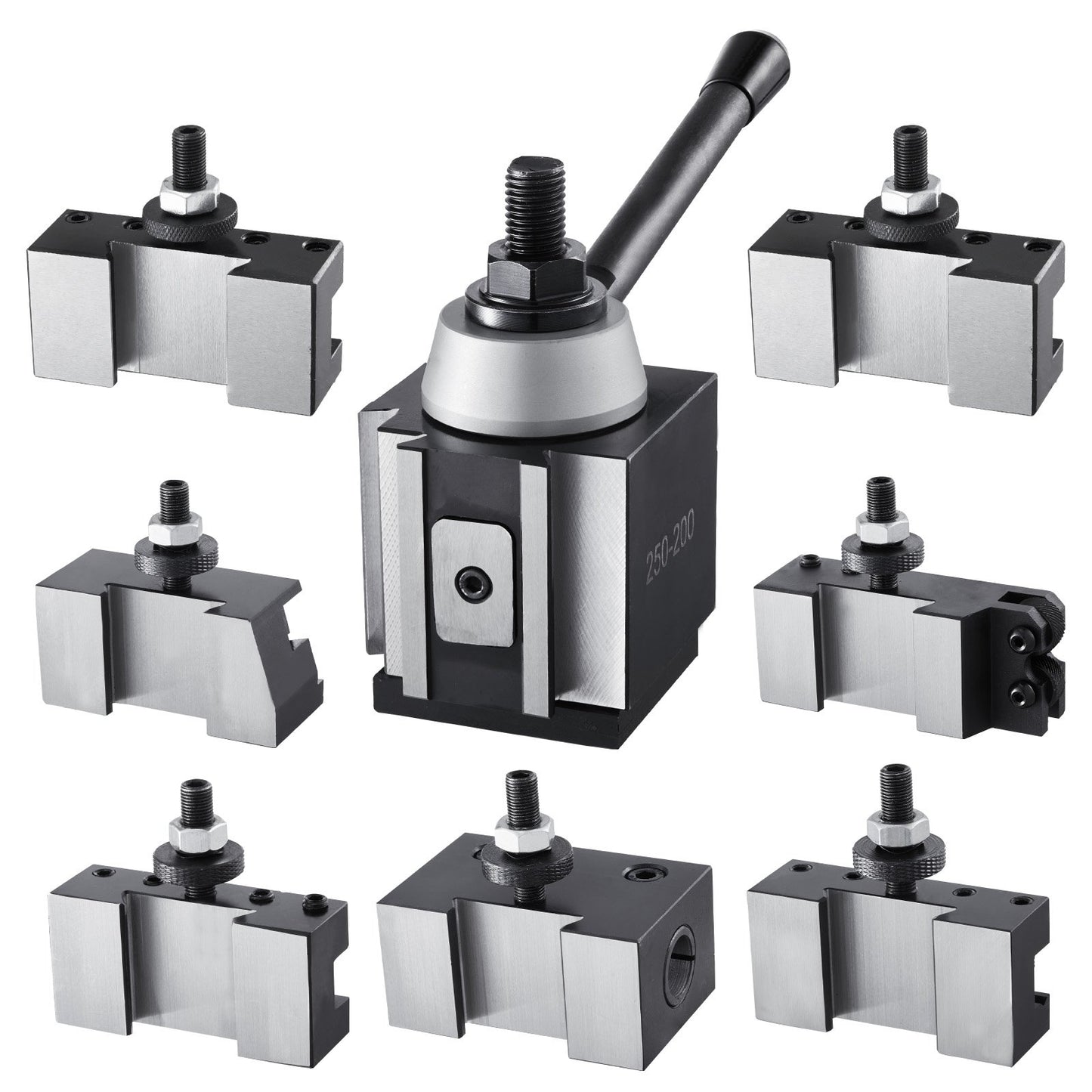 Quick Change Tool Post Set, 8 Pcs, Includes Lathe Tool Holders, Wedge Type Tool Post with Turning Tool Holder Accessories, for Mini Lathe & Metal Lathe 10"-15" Swing, Durable Steel Material