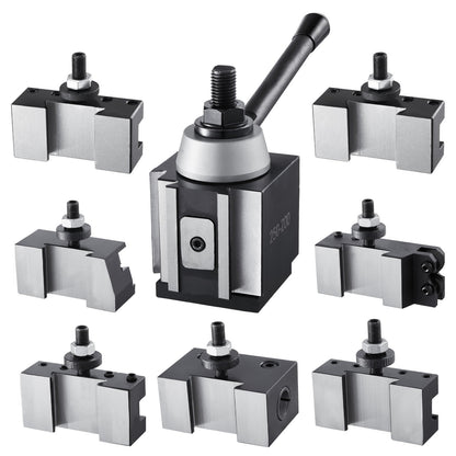 Quick Change Tool Post Set, 8 Pcs, Includes Lathe Tool Holders, Wedge Type Tool Post with Turning Tool Holder Accessories, for Mini Lathe & Metal Lathe 10"-15" Swing, Durable Steel Material