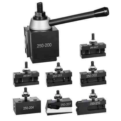 Quick Change Tool Post Set, 8 Pcs, Includes Lathe Tool Holders, Wedge Type Tool Post with Turning Tool Holder Accessories, for Mini Lathe & Metal Lathe 10"-15" Swing, Durable Steel Material