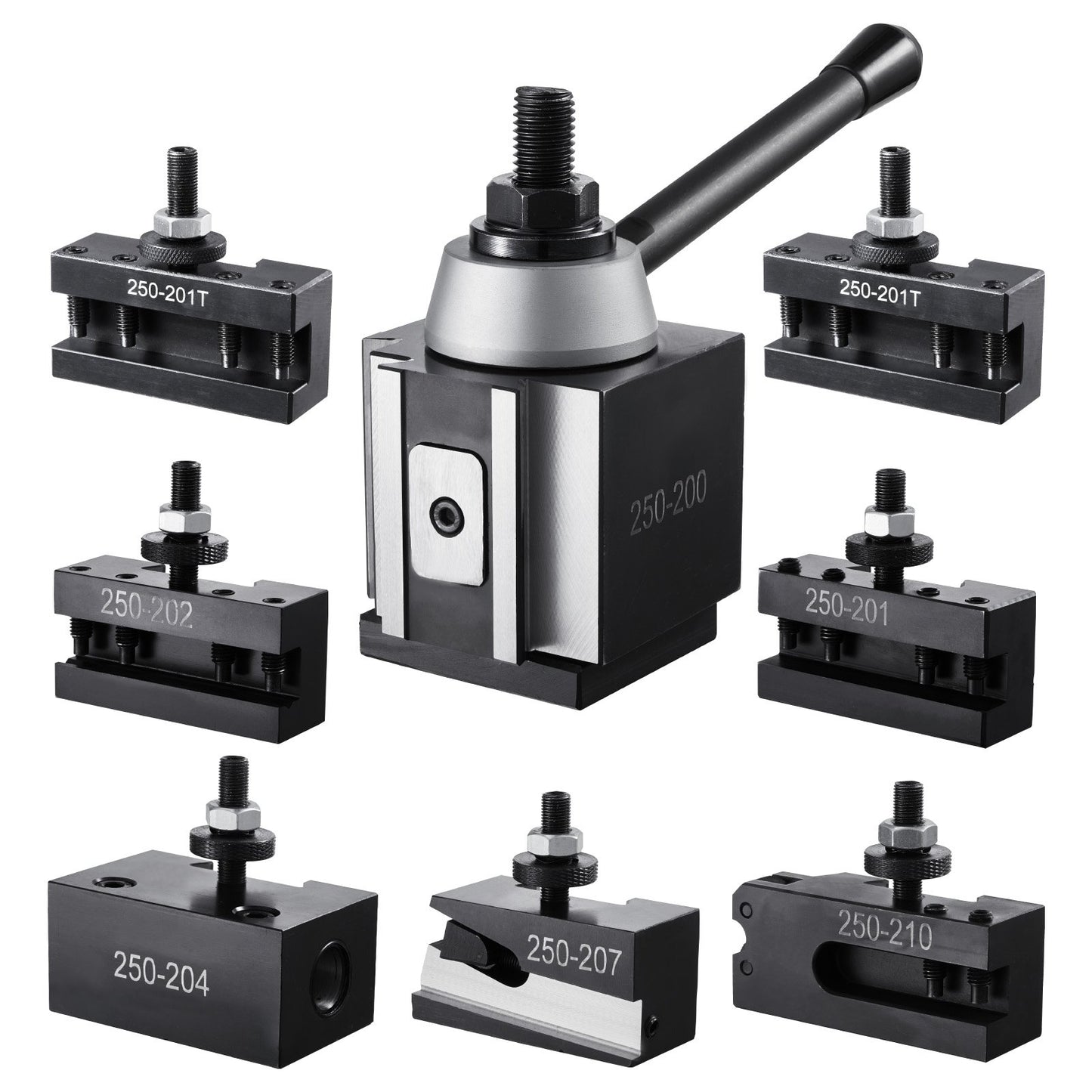 Quick Change Tool Post Set, 8 Pcs, Includes Lathe Tool Holders, Wedge Type Tool Post with Turning Tool Holder Accessories, for Mini Lathe & Metal Lathe 10"-15" Swing, Durable Steel Material