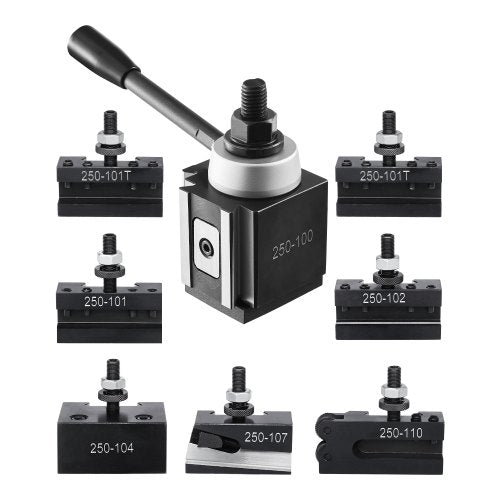 Quick Change Tool Post Set, 8 Pcs, Includes Lathe Tool Holders, Wedge Type Tool Post with Turning Tool Holder Accessories, Fit for Mini Lathe & Metal Lathe 6"-12" Swing, Durable Steel Material
