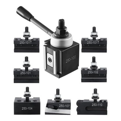 Quick Change Tool Post Set, 8 Pcs, Includes Lathe Tool Holders, Wedge Type Tool Post with Turning Tool Holder Accessories, Fit for Mini Lathe & Metal Lathe 6"-12" Swing, Durable Steel Material