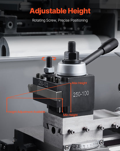 Quick Change Tool Post Set, 8 Pcs, Includes Lathe Tool Holders, Wedge Type Tool Post with Turning Tool Holder Accessories, Fit for Mini Lathe & Metal Lathe 6"-12" Swing, Durable Steel Material