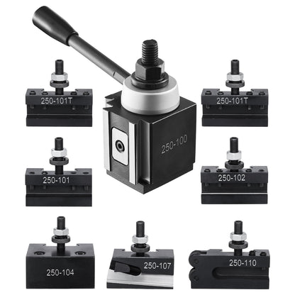Quick Change Tool Post Set, 8 Pcs, Includes Lathe Tool Holders, Wedge Type Tool Post with Turning Tool Holder Accessories, Fit for Mini Lathe & Metal Lathe 6"-12" Swing, Durable Steel Material