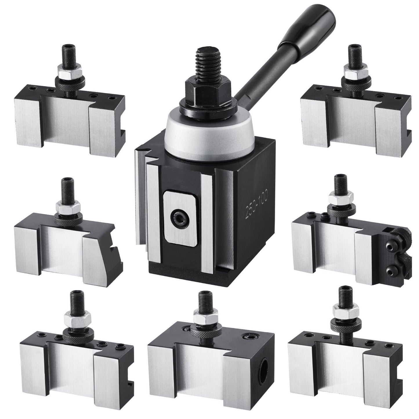 Quick Change Tool Post Set, 8 Pcs, Includes Lathe Tool Holders, Wedge Type Tool Post with Turning Tool Holder Accessories, Fit for Mini Lathe & Metal Lathe 6"-12" Swing, Durable Steel Material