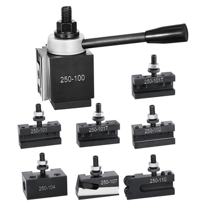 Quick Change Tool Post Set, 8 Pcs, Includes Lathe Tool Holders, Wedge Type Tool Post with Turning Tool Holder Accessories, Fit for Mini Lathe & Metal Lathe 6"-12" Swing, Durable Steel Material