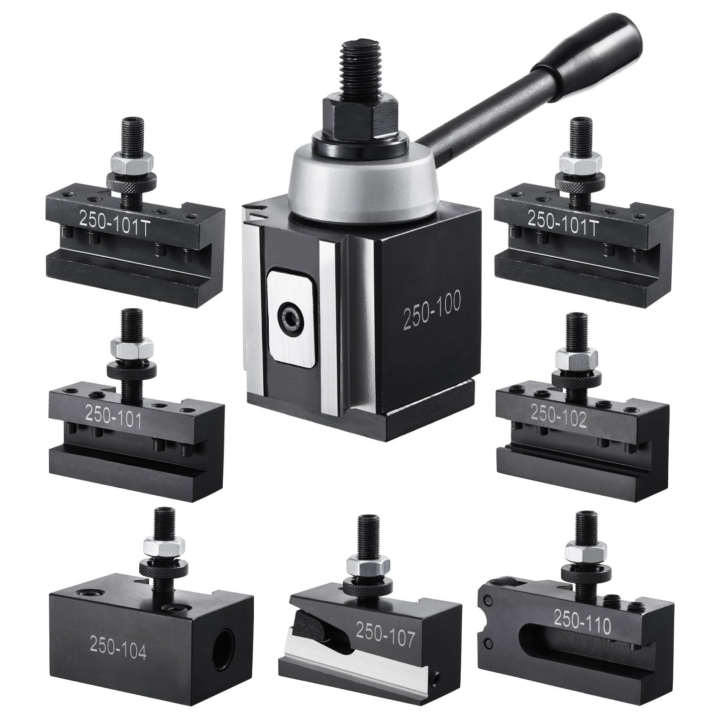 Quick Change Tool Post Set, 8 Pcs, Includes Lathe Tool Holders, Wedge Type Tool Post with Turning Tool Holder Accessories, Fit for Mini Lathe & Metal Lathe 6"-12" Swing, Durable Steel Material