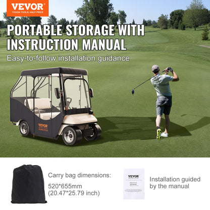 Golf Cart Enclosure, 420D Polyester Driving Enclosure with 4-Sided Transparent Windows, 4 Passenger Club Car Covers for 2+2 Passenger Golf Carts, Sunproof and Dustproof Outdoor Cart Cover