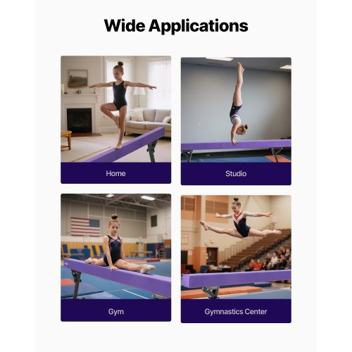 Justerbar Balansbom för Barn, 2,4 m Gymnastikbom, Höga och Låga Golvbalkar med 5 Justerbara Höjder för Alla Gymnastiknivåer, Professionell Gymnastikutrustning för Hemma och Gym, Lila |  EU