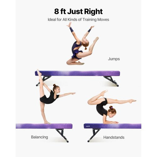 Justerbar Balansbom för Barn, 2,4 m Gymnastikbom, Höga och låga golvbalkar med 5 justerbara höjder för alla gymnastiknivåer, Professionell Gymnastikutrustning för Hem och Gym, Galaxy |  EU