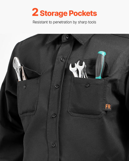 Flame Resistant Welding Jacket, 7oz. FR Shirts for Men, Machine Washable Cotton Heat-Resistant Welding Shirt, Meets ATPV 9.2 Cal/cm² Arc Rating - XXL Size
