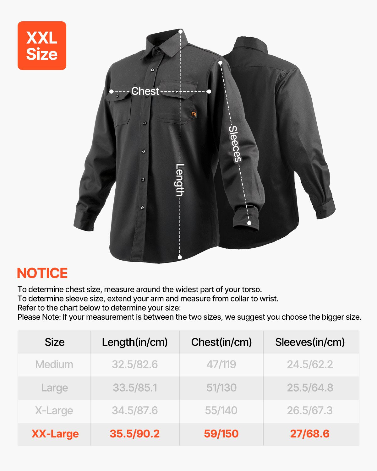 Flame Resistant Welding Jacket, 7oz. FR Shirts for Men, Machine Washable Cotton Heat-Resistant Welding Shirt, Meets ATPV 9.2 Cal/cm² Arc Rating - XXL Size