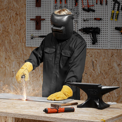 Flame Resistant Welding Jacket, 7oz. FR Shirts for Men, Machine Washable Cotton Heat-Resistant Welding Shirt, Meets ATPV 9.2 Cal/cm² Arc Rating - XL Size