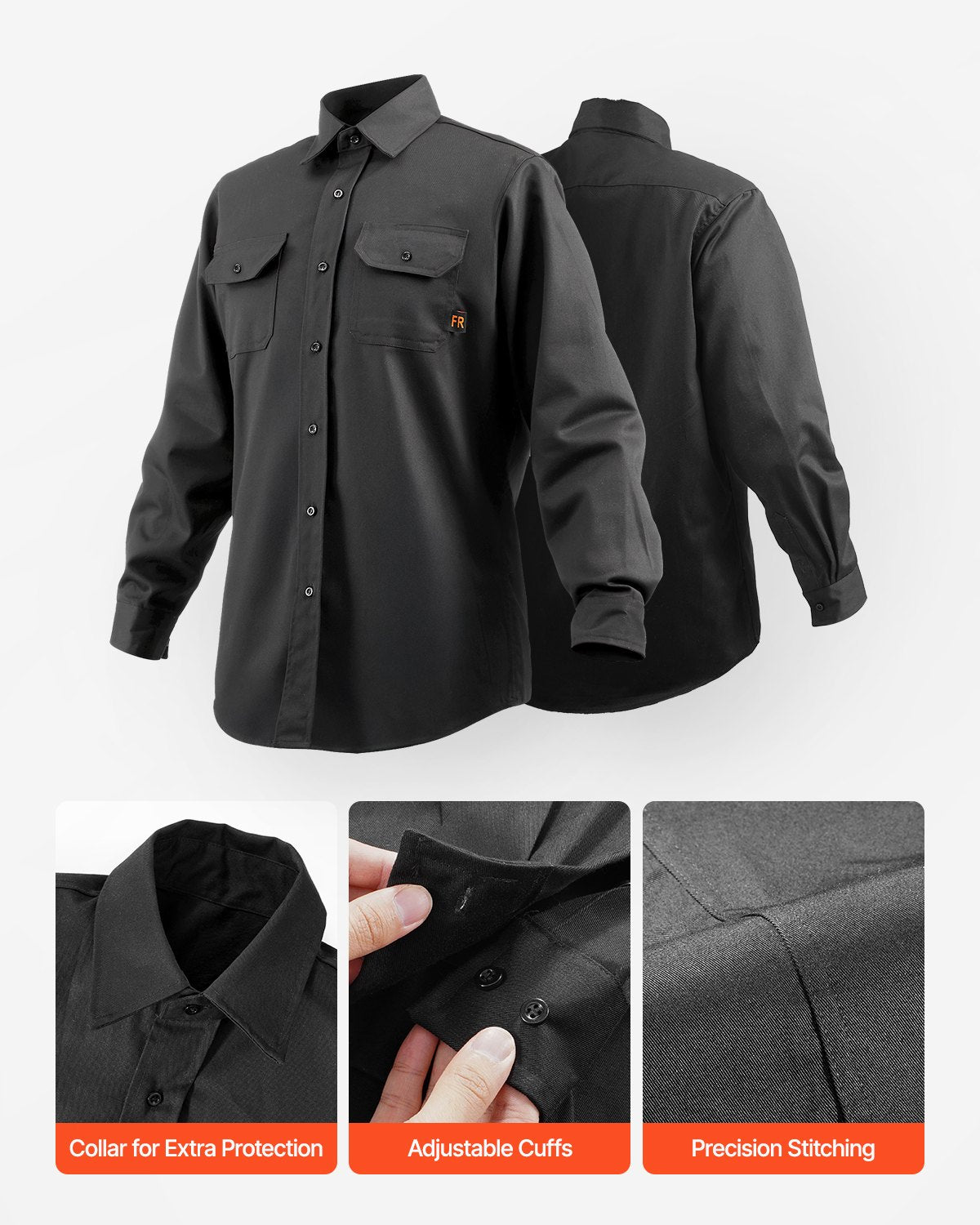 Flame Retardant Welding Jacket M Size 7oz FR Cotton Welding Protective Jacket