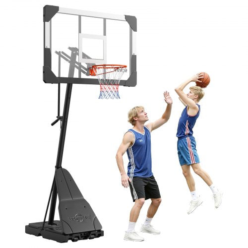 Portable Basketball Stand, 8.04 to 10 ft Height Adjustment Basketball Hoop & Goal, Basketballs Hoop Outdoor with 44 inch PC Backboard for Kids, Adults in Schools, Parks, Indoor & Outdoor Use