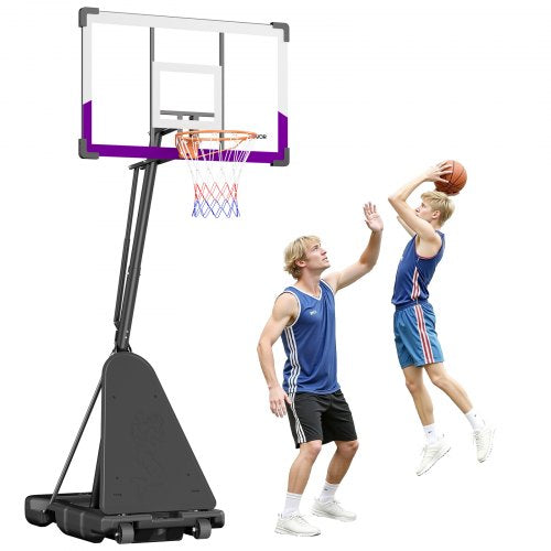 Portable Basketball Stand, 10 ft Height Adjustment Basketball Hoop & Goal, Basketballs Hoop Outdoor with 48 inch PC Backboard for Kids, Adults in Schools, Parks, Indoor & Outdoor Use