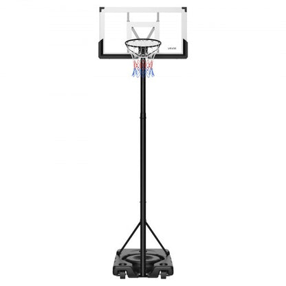 Portable Basketball Stand, 10 ft Height Adjustment Basketball Hoop & Goal, Portable Basketballs Hoop with 48 inch PC Backboard & Wheels for Kids, Teens, Adults in Driveways, Pools, Schools
