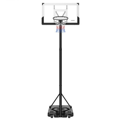 Portable Basketball Stand, 10 ft Height Adjustment Basketball Hoop & Goal, Portable Basketballs Hoop with 48 inch PC Backboard & Wheels for Kids, Teens, Adults in Driveways, Pools, Schools