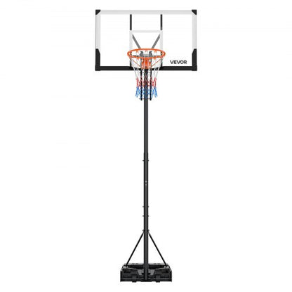 Portable Basketball Stand, 5.25 to 10 ft Height Adjustment Basketball Hoop & Goal, Portable Basketballs Hoop with 48 inch PC Backboard & Wheels for Kids, Teens, Adults in Driveways, Pools