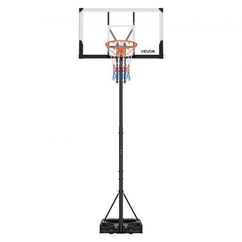 Portable Basketball Stand, 5.25 to 10 ft Height Adjustment Basketball Hoop & Goal, Portable Basketballs Hoop with 48 inch PC Backboard & Wheels for Kids, Teens, Adults in Driveways, Pools