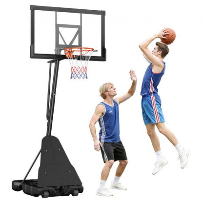 Portable Basketball Stand, 10 ft Height Adjustment Basketball Hoop & Goal, Basketballs Hoop Outdoor with 50 inch PC Backboard for Kids, Adults in Schools, Parks, Indoor & Outdoor Use