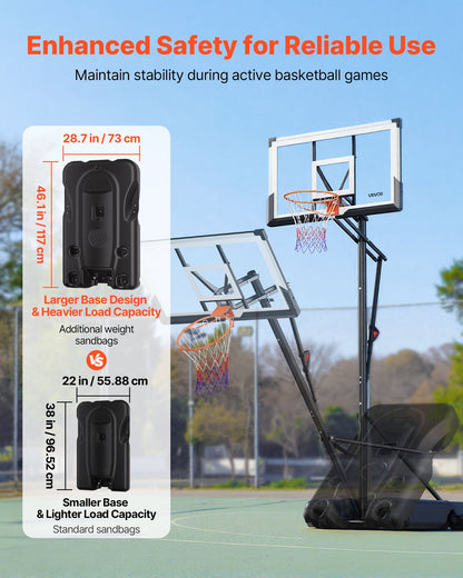 Portable Basketball Stand, 10 ft Height Adjustment Basketball Hoop & Goal, Portable Basketballs Hoop with 54 inch PC Backboard & Wheels for Kids, Teens, Adults in Driveways, Pools, Schools