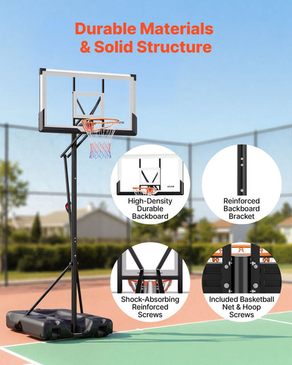 Portable Basketball Stand, 10 ft Height Adjustment Basketball Hoop & Goal, Portable Basketballs Hoop with 54 inch PC Backboard & Wheels for Kids, Teens, Adults in Driveways, Pools, Schools