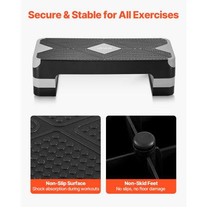 Aerobic Exercise Step Platform Justerbar Workout Step 4 Riser Grå |  EU