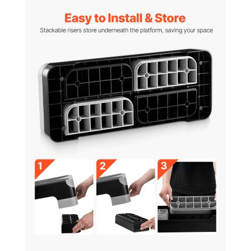 Aerobic Exercise Step Platform Justerbar Workout Step 4 Riser Grå |  EU