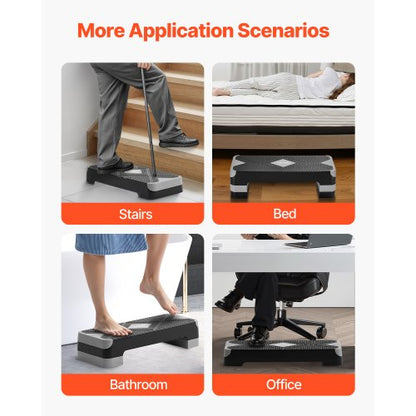 Aerobic Exercise Step Platform Justerbar Workout Step 4 Riser Grå |  EU